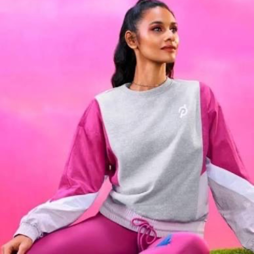Peloton Pink and Gray Sweatshirt, Size Medium, Drawstring Waist
